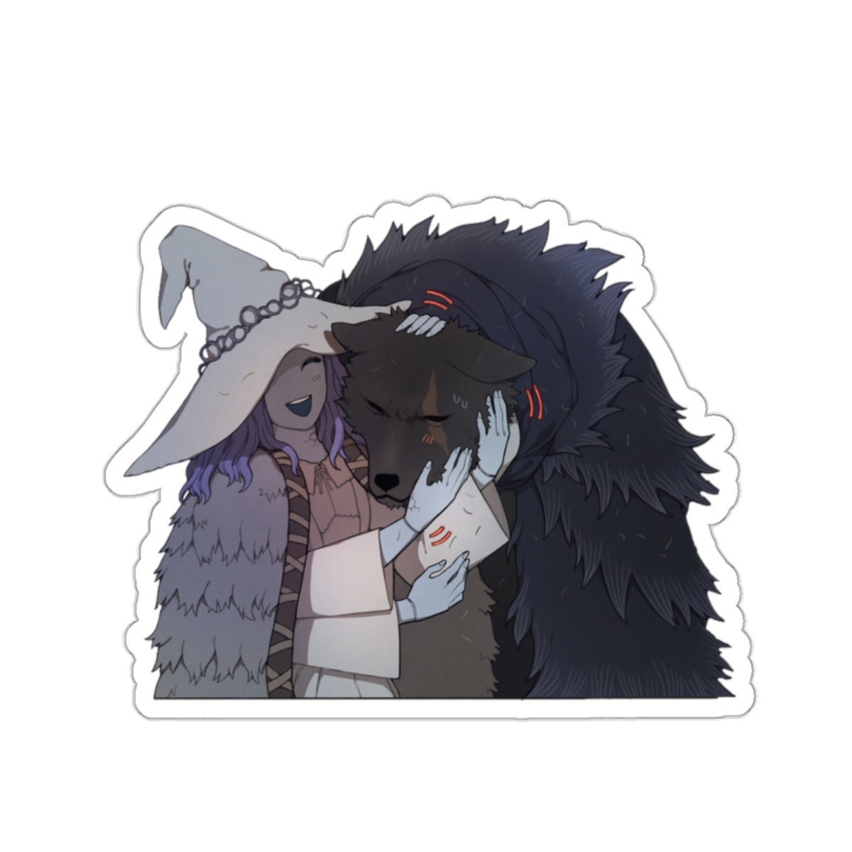 Cute Ranni the Witch and Blaidd the Half Wolf Elden Ring Waterproof Sticker • Weatherproof Vinyl Car Decal
