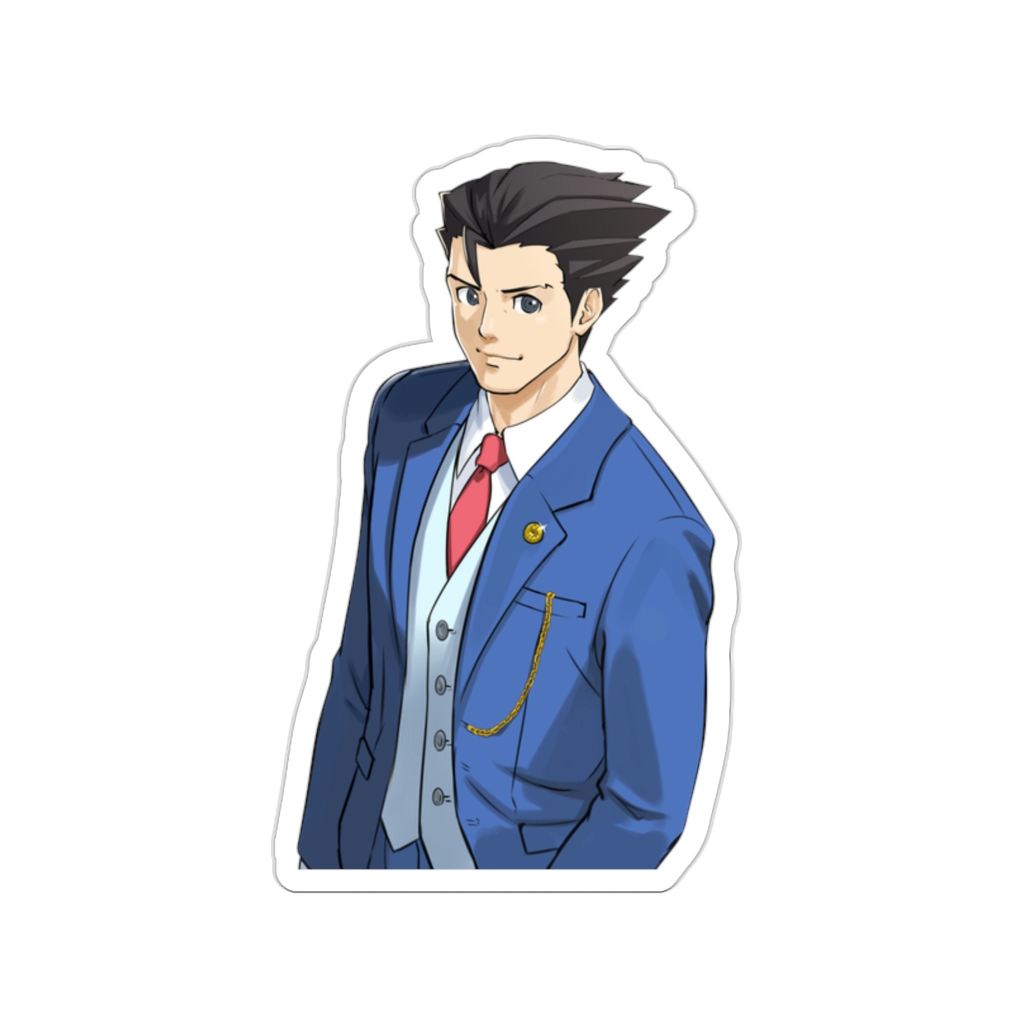 Gyakuten Saiban Ace Attorney Phoenix Wright Cosplay Costume Blue Lawyer  Suit Ti