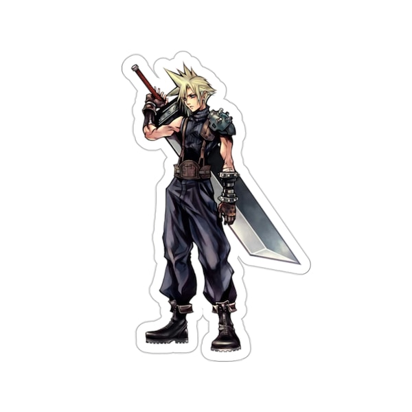 Pegatina impermeable clásica de Cloud Strife FFVII • Final Fantasy 7 Gaming Vinyl Car Decal