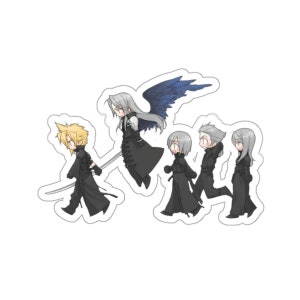 Chibi Cloud and Remnants of Sephiroth Final Fantasy Waterproof Sticker • Weatherproof Vinyl Car Decal