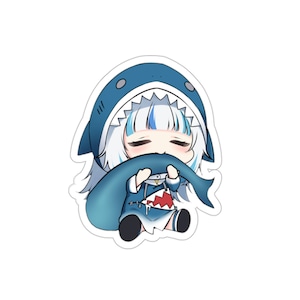 Chibi Gawr Gura Hololive Waterproof Sticker • Anime Gaming Vinyl Car Decal