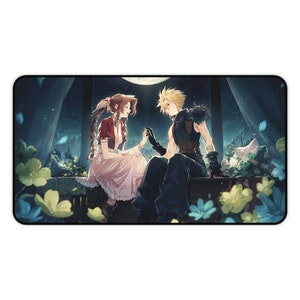 Aerith and Cloud Moon Couple FF7 Mousepad • RPG Final Fantasy 7 Gaming Desk Mat
