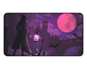 Bloodborne Hunter Moonlight Gaming Desk Mat • Gamer Mousepad • Tapete antideslizante