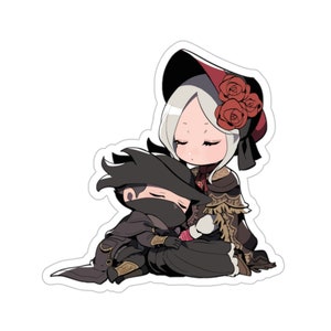 Chibi Hunter and Plain Doll Bloodborne Waterproof Sticker • Gaming Vinyl Car Decal