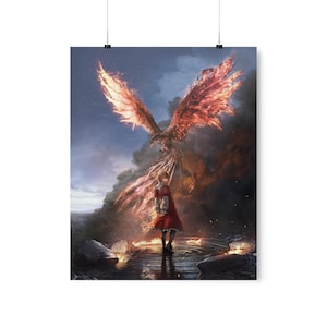 Final Fantasy 16 Phoenix and Joshua Rosfield Poster • FFXVI Wall Art • Final Fantasy Decor • Premium Matte Vertical Gaming Poster