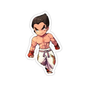 Tekken Chibi Kazuya Mishima Waterproof Sticker • Gaming Vinyl Car Decal