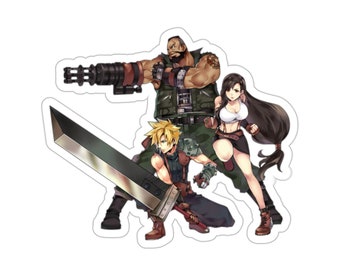 Autocollant étanche Tifa Cloud et Barrett Avalanche Team FF7 • Final Fantasy 7 Gaming Vinyl Car Decal