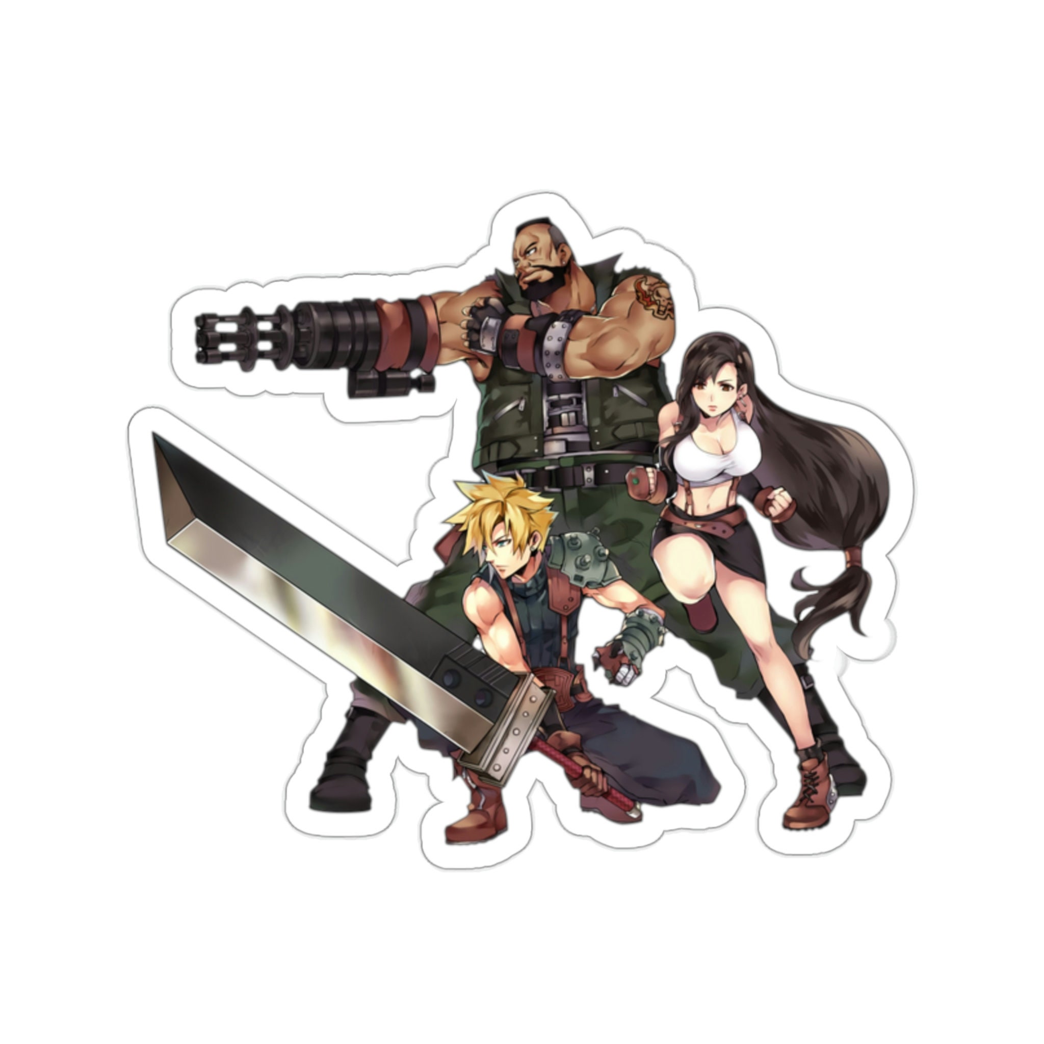 ティファ クラウドとバレット アバランチ チーム FF7 防水ステッカー