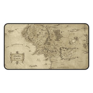 Herr der Ringe Karte Schreibtischmatte • Mittelerde Mousepad • Heroic Fantasy Decor Playmat