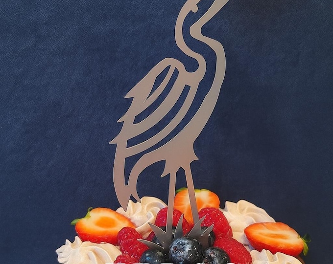 Stainless Steel Egret Cake Topper: Coastal Home Decor, Made in USA