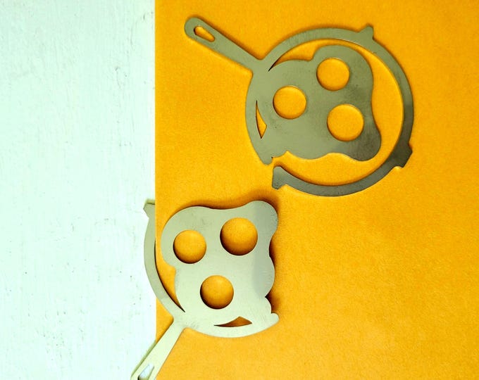SET 2x Stainless Steel Frying Pan Bookmarks