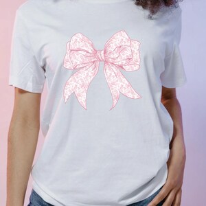 pink And White Chinoiserie bow png, grandmillennial preppy Vintage Floral Coquette Blue Sublimation Trendy Chinoiserie