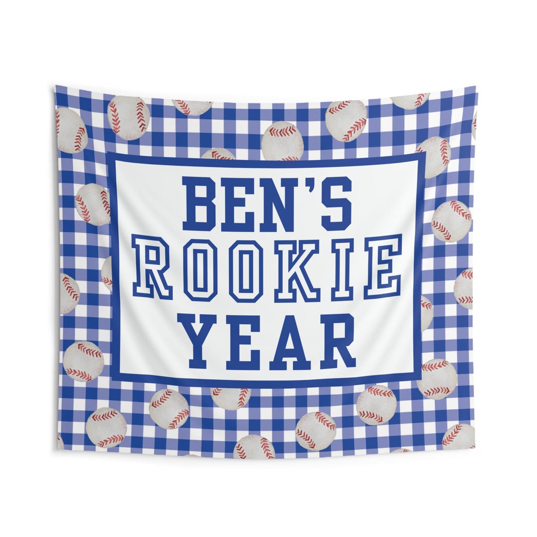 Rookie Year First Birthday Banner, Custom Name for Baby Boy Baseball ...