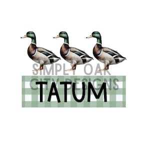 Bambini germano reale caccia preppy Design png, verde a quadretti Download digitale, acquerello personalizzato con targhetta grandmillennial, sublimazione