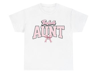 coquette baseball aunt shirt, pink bow game day Unisex Heavy Cotton Tee