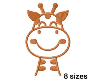 Giraffe Machine Embroidery Design, Safari Outline Embroidery File, Instant Download