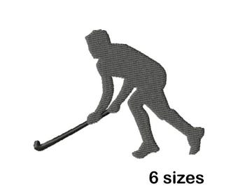 Field Hockey Player Embroidery Design, Instant Download in 6 Sizes