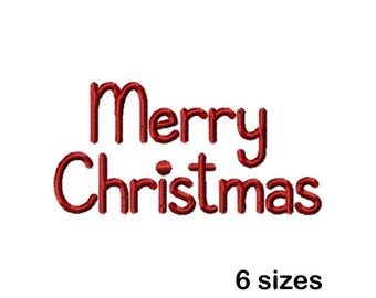 Merry Christmas Machine Embroidery Design, Holiday Lettering Embroidery File, Instant Download