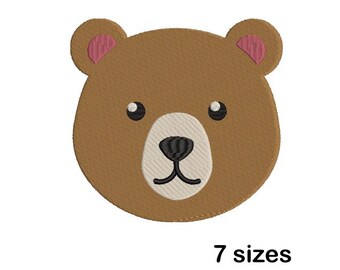 クマの顔のミシン刺繍デザイン、テディベアのパターン、デジタルダウンロード