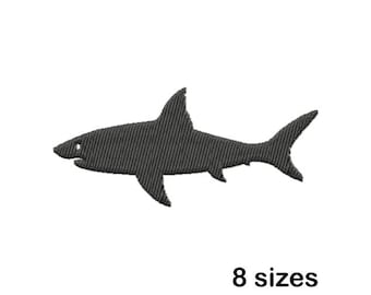 Shark Machine Embroidery Design, Ocean Silhouette Embroidery File, Instant Download