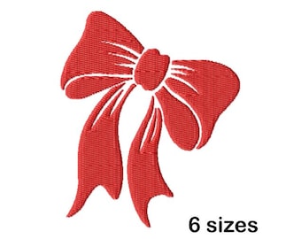 Bow Machine Embroidery Design, Ribbon Tails Embroidery File, Instant Download
