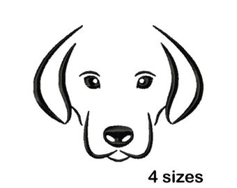 Dog Machine Embroidery Design, Simple Puppy Face Outline, Instant Download