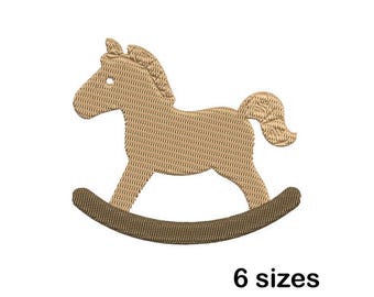 Rocking Horse Machine Embroidery Design, Nursery Pattern, Digital Download