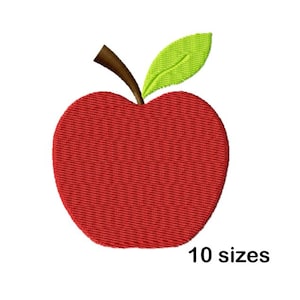 Apple Embroidery Design, Instant Download in 10 Sizes