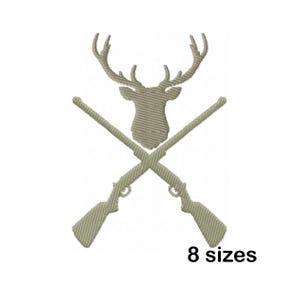Deer Head with Rifles Machine Embroidery Design, Hunting Embroidery File, Outdoorsman Theme, 8 Sizes Included, Instant Download