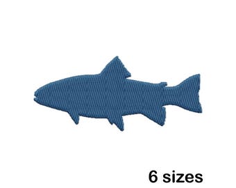 Trout Silhouette Machine Embroidery Design, Lake Fishing Trout Fish Pattern, Digital Download