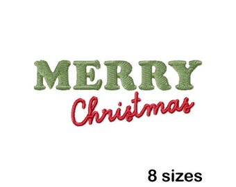Merry Christmas Machine Embroidery Design, Holiday Festive Lettering Embroidery File, Instant Download
