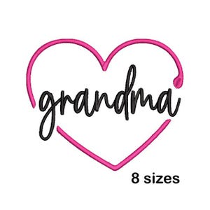 Diseño de bordado de corazón de abuela, diseño de abuela, bordado para el Día de la Madre, archivo de bordado a máquina, descarga instantánea
