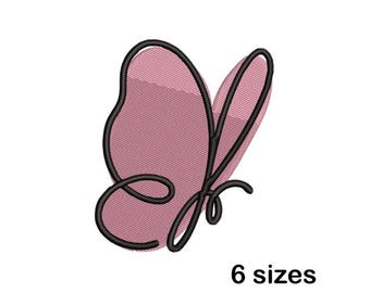 Butterfly Machine Embroidery Design, Line Art Insect Embroidery File, Instant Download
