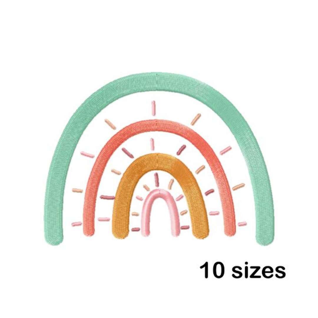 Rainbow Machine Embroidery Design, Pastel Boho Design, Instant Download ...