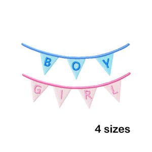 Baby Boy and Girl Bunting Flags Embroidery Design, Banner Design, Birthday Embroidery, Machine Embroidery File, Instant Download