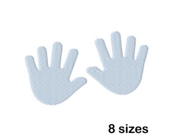 Baby Handprints Machine Embroidery Design, Pair of Little Hands Embroidery File, Instant Download
