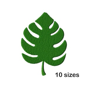 Monstera Leaf Embroidery Design, Instant Download in 10 Sizes