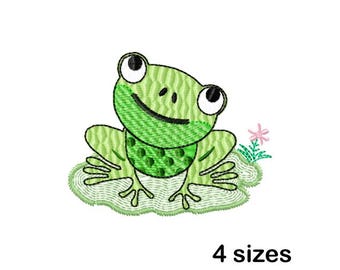Frog Machine Embroidery Design, Cute Animal Embroidery File, Instant Download