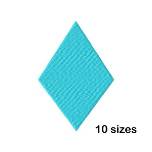 May include: A turquoise diamond-shaped patch with a textured surface. The patch is centered on a white background. The text "10 sizes" is displayed in black font at the bottom right.