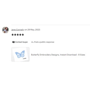May include: A blue butterfly embroidery design with 8 sizes. The design is on a white background with the text "8 sizes" below the butterfly.