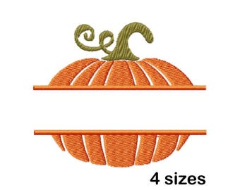 Pumpkin Split Frame Machine Embroidery Design, Fall Monogram Border, Instant Download