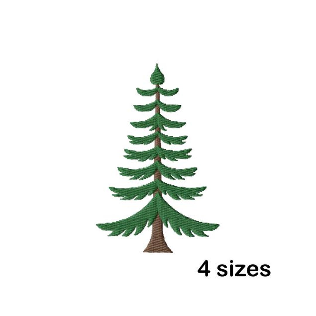 Pine Tree Machine Embroidery Design, Evergreen Forest Silhouette ...
