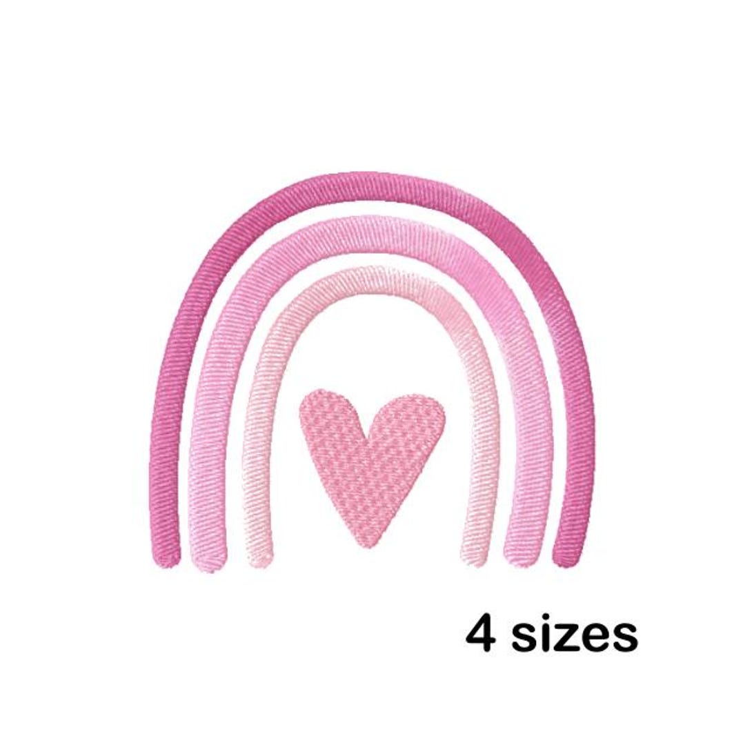 Rainbow Machine Embroidery Design, Heart Pattern, Instant Download - Etsy