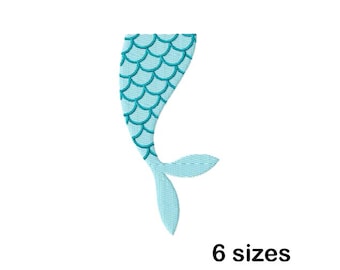 Diseño de bordado a máquina de cola de sirena, archivo de bordado oceánico, descarga instantánea.