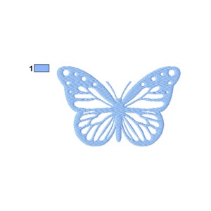 May include: A light blue butterfly with detailed wings and a simple body. The butterfly is outlined in white.