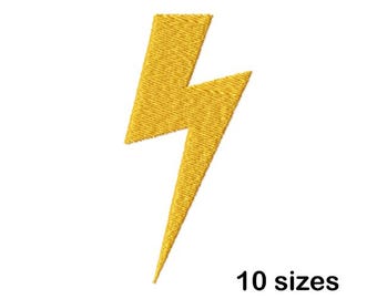Lightning Bolt Machine Embroidery Design, Thunderbolt Embroidery File, Instant Download