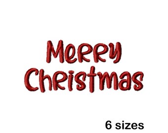 Merry Christmas Machine Embroidery Design, Holiday Lettering Embroidery File, Instant Download