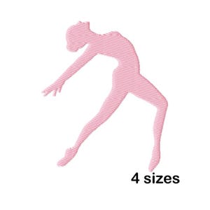 May include: Pink silhouette of a dancer in a leaping pose. The image is available in four sizes.