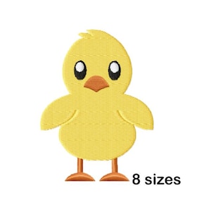 Diseño de bordado de pollito bebé, diseños de bordado a máquina de Pascua, descarga instantánea en 8 tamaños.