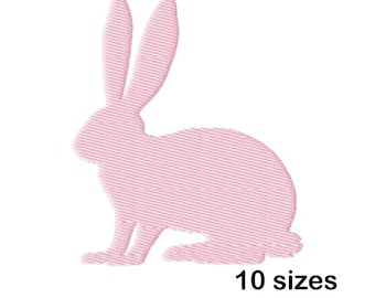 Diseño de bordado a máquina de silueta de conejito, diseño de conejo de Pascua, descarga instantánea